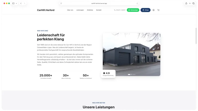 Webseite von CarHiFi Herford mit Sound-Konfigurator
