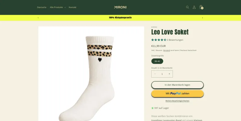 Onlineshop von Mironi für Socken und Unterwäsche
