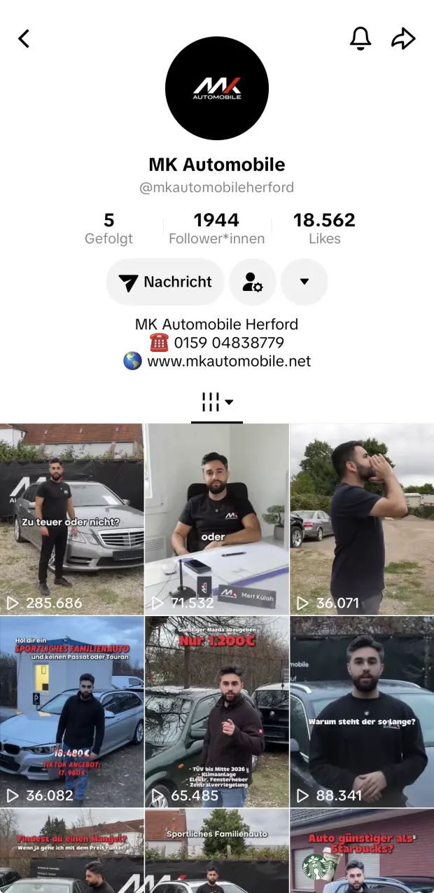 TikTok-Content von MK Automobile Herford
