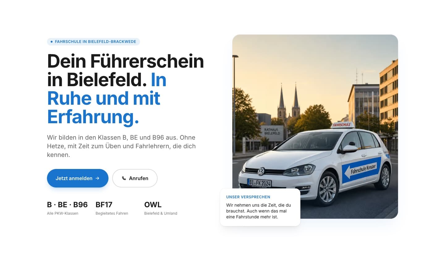 Neue Webseite der Fahrschule Kreuzer aus Bielefeld-Brackwede